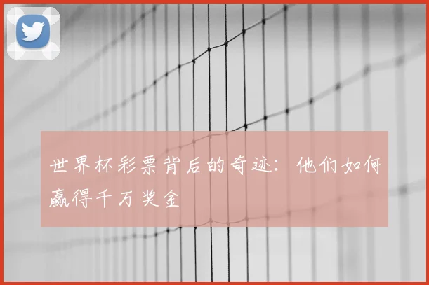 世界杯彩票背后的奇迹:他们如何赢得千万奖金
